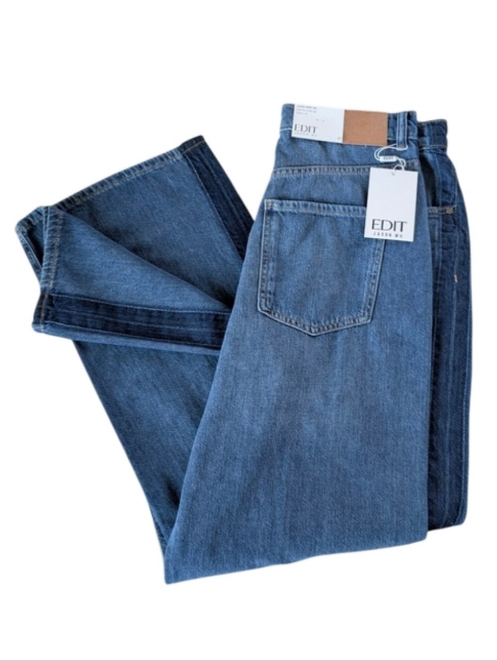 Jason Wu Edit Salina Wide Leg Side Stripe Jeans High Rise Blue Mix 4/27 NWT